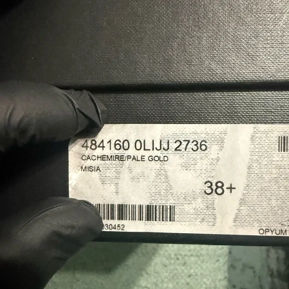 Saint Laurent Tan Suede Heels with Metallic Gold Detail - Picture 7 of 10